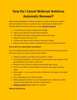 How Do I Cancel Webroot Antivirus Automatic Renewal