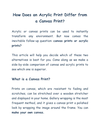 How Does an Acrylic Print Differ from a Canvas Print