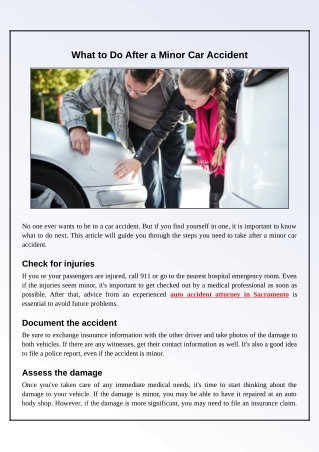 What to Do After a Minor Car Accident