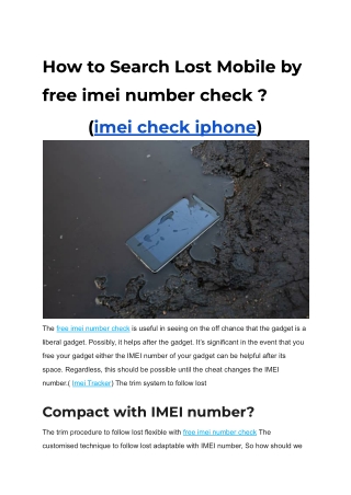 How to Search Lost Mobile by free imei number check ?