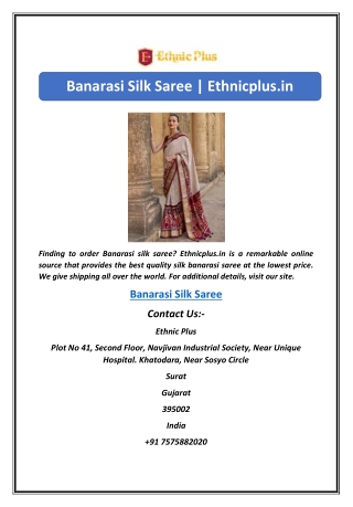 Banarasi Silk Saree | Ethnicplus.in