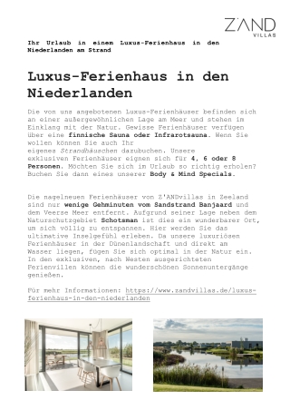 Niederlande ferienhaus am strand