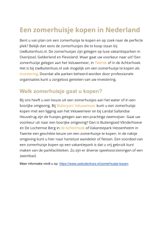 Zomerhuisje kopen