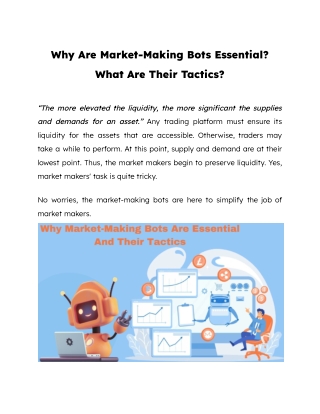 Why Are Market-Making Bots Essential? What Are Their Tactics?