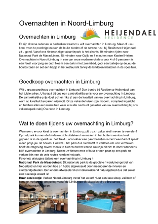 Overnachten noord-limburg