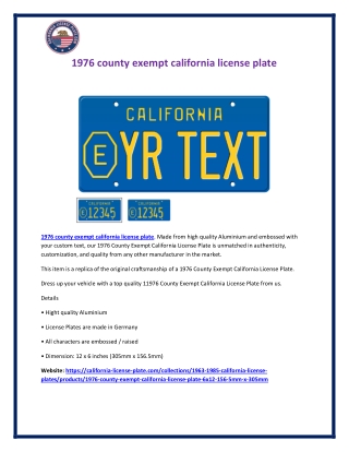 1976 county exempt california license plate