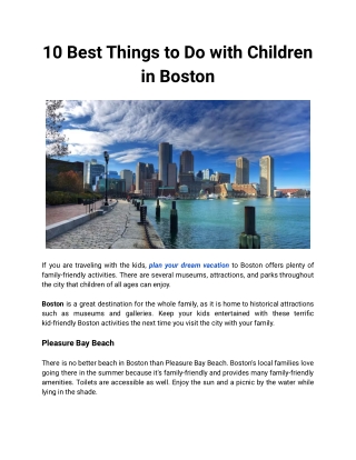 10 Best Things to Do with Children in Boston