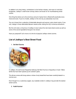 Best Street Food in Jodhpur