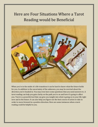 Here are Four Situations Where a Tarot Reading would be Beneficial