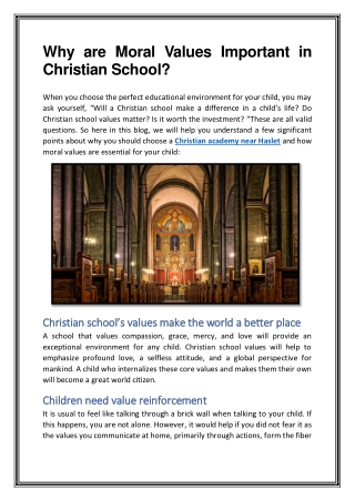 Why Moral Values are Important in Christian School