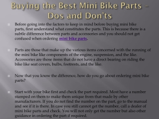 Mini Bike Parts
