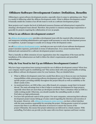 Offshore Software Development Center - Definition, Benefits