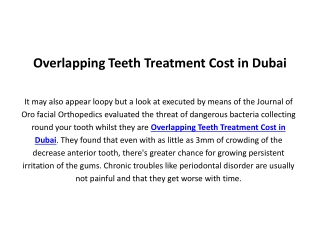 Overlapping Teeth Treatment Cost in Dubai