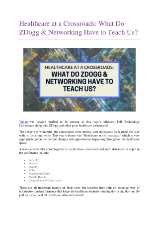 Healthcare at a Crossroads What Do ZDogg and Networking Have to Teach Us