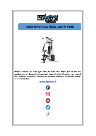 Desire to Purchase Home Gyms in Perth