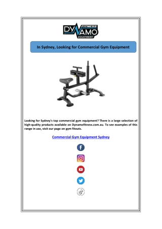 In Sydney, Looking for Commercial Gym Equipment