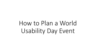 How to Plan a World Usability Day Event