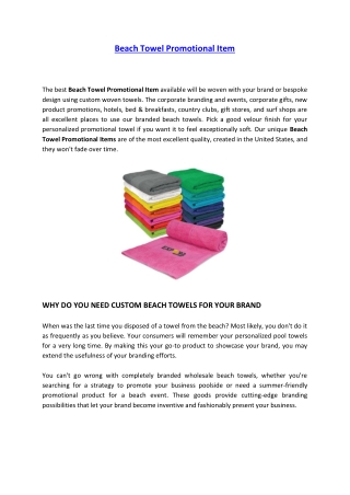 Beach Towel Promotional Item
