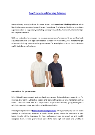Buy Promotional Clothing Brisbane