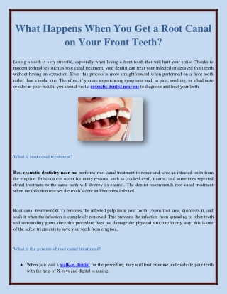 What Happens When You Get a Root Canal on Your Front Teeth?