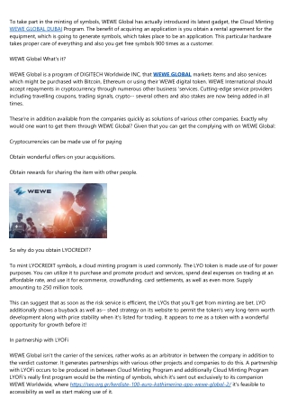 10 Facebook Pages to Follow About WEWE CLOUD MINTING