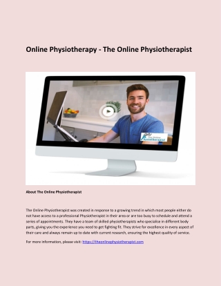 Online Physiotherapy - The Online Physiotherapist