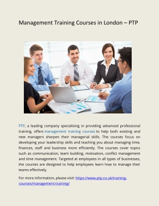 Management Training Courses in London – PTP