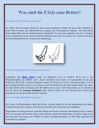 Was sind die FAQs zum Reiten?