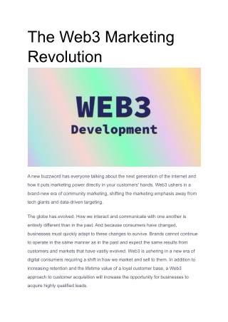 The Web3 Marketing Revolution