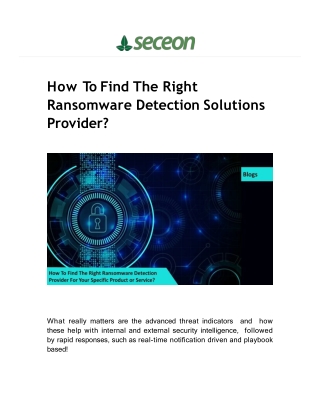 How To Find The Right Ransomware Detection Provider