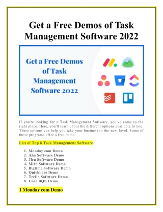 Get a Free Demos of Task Management Software 2022