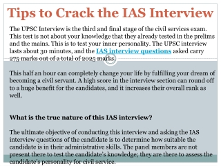 Tips to Crack the IAS Interview