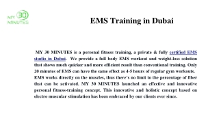 EMS Training in Dubai