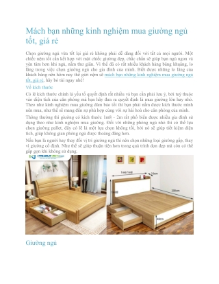 Mách bạn những kinh nghiệm mua giường ngủ tốt, giá rẻ