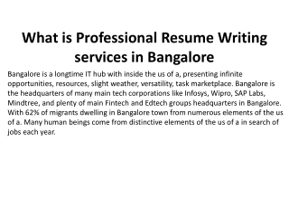 What is Professional Resume Writing services in Bangalore