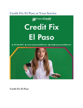 Credit Fix El Paso at Your Service