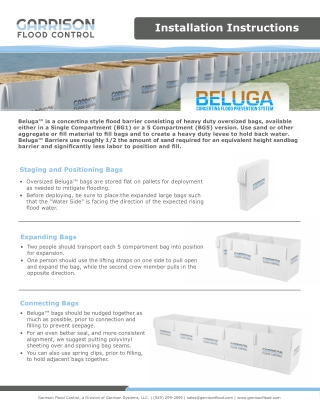 Garrison Flood Control - Beluga Oversized Sand Filled Barriers - Install Guide