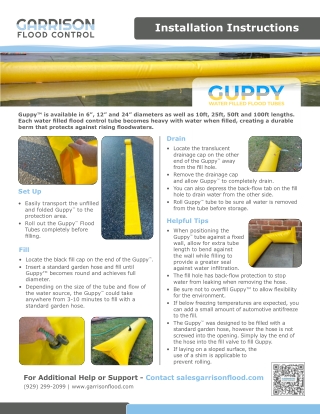 Garrison Flood Control - Guppy Water Filled Flood Tube - Install Guide