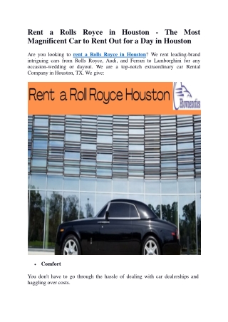 Rent a Rolls Royce in Houston - The Most Magnificent Car to Rent Out for a Day in Houston (1)