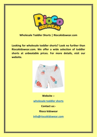 Wholesale Toddler Shorts Riocokidswear