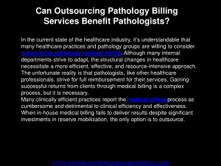 Can Outsourcing Pathology Billing Services Benefit Pathologists