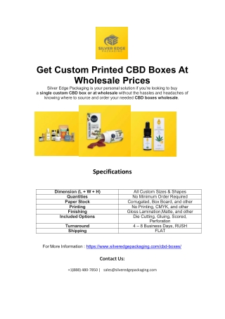 Get Custom Printed CBD Boxes At Wholesale Prices