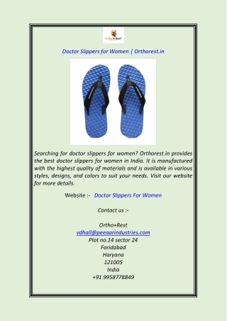 Doctor Slippers for Women  Orthorest.in