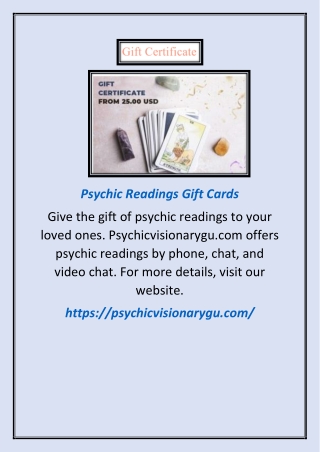Psychic Readings Gift Cards | Psychicvisionarygu.com