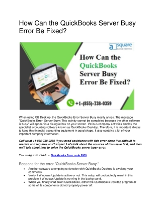 How Can the QuickBooks Server Busy Error Be Fixed