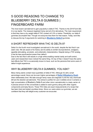 5 GOOD REASONS TO CHANGE TO BLUEBERRY DELTA 8 GUMMIES | FINGERBOARD FARM