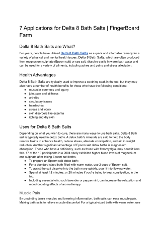 7 Applications for Delta 8 Bath Salts | FingerBoard Farm