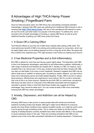 8 Advantages of High THCA Hemp Flower Smoking | FingerBoard Farm