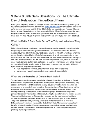 9 Delta 8 Bath Salts Utilizations For The Ultimate Day of Relaxation