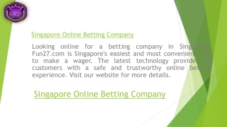 Singapore Online Betting Company Fun27.com